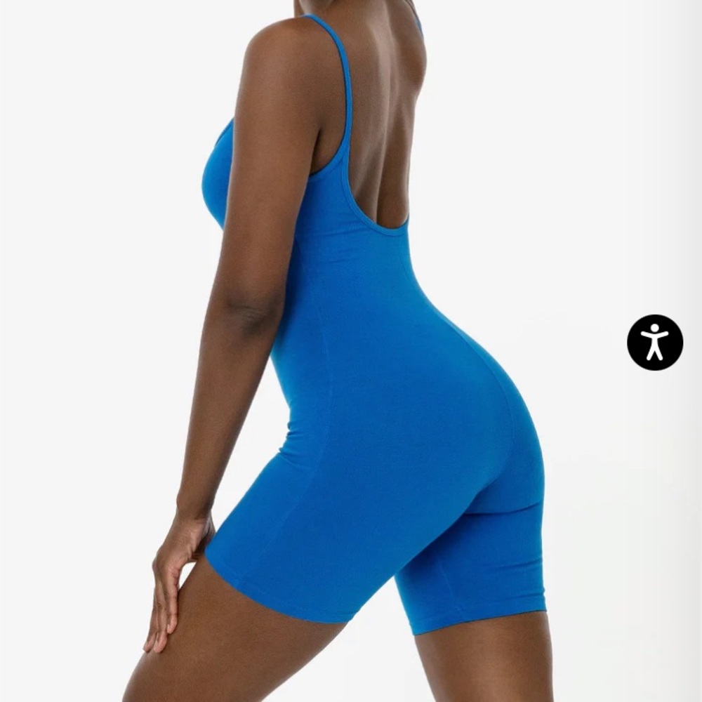 Spaghetti Scoop Biketard in Cerulean Blue